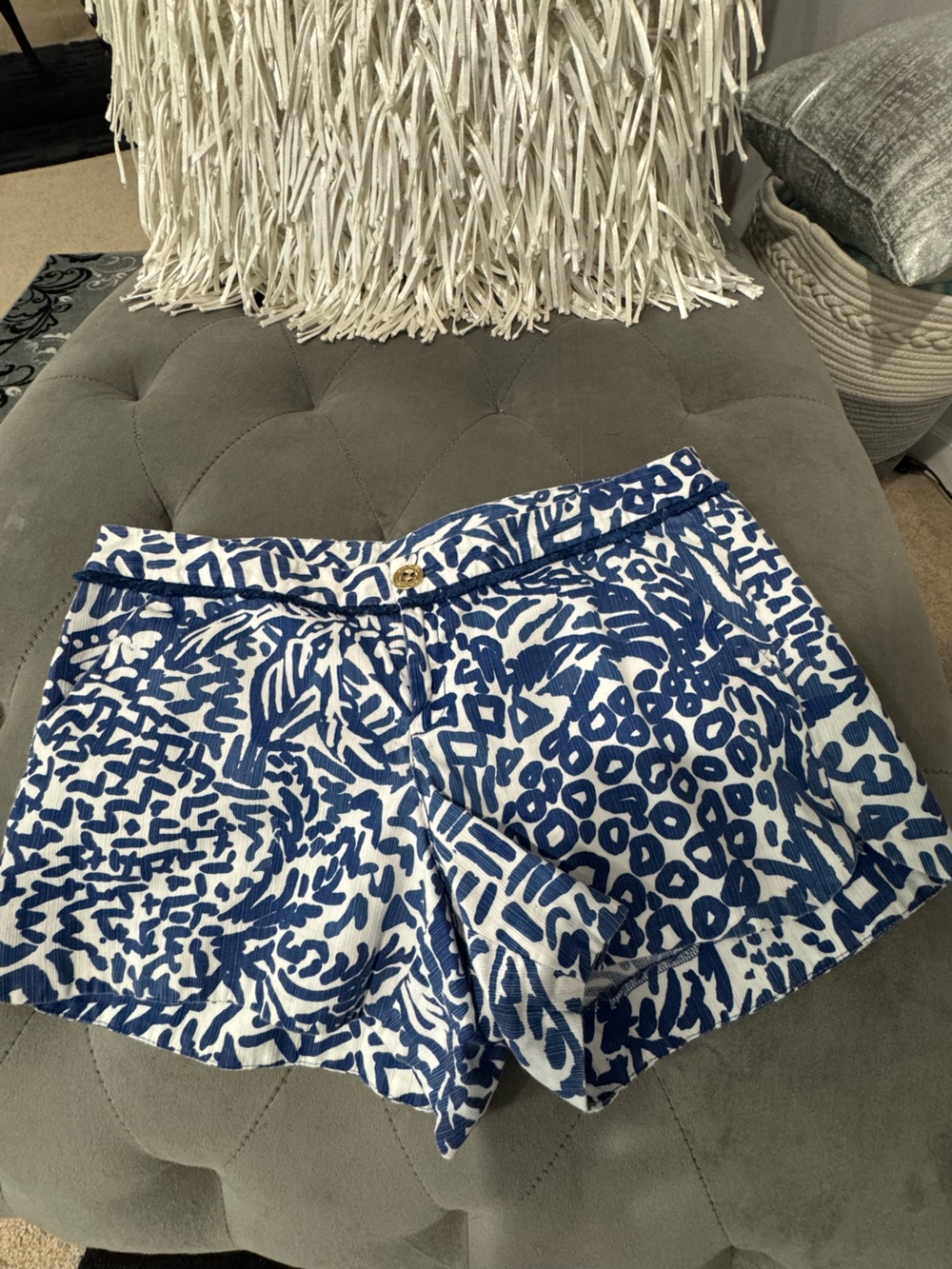 Blue & White Printed Women’s Shorts